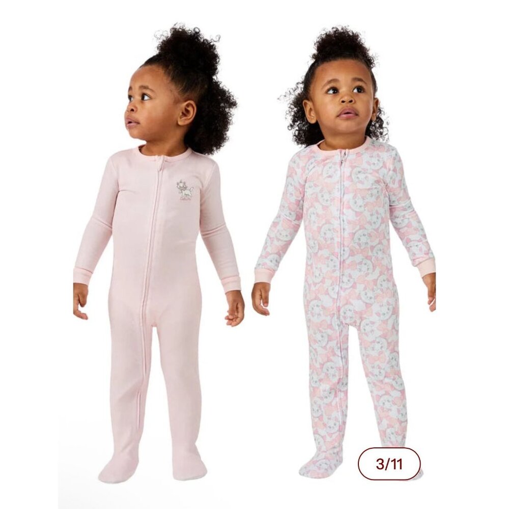 Disney Baby Aristocats Marie Soft Pajama Sleeper Girl 2 Pack Size 9 Month NWT FS